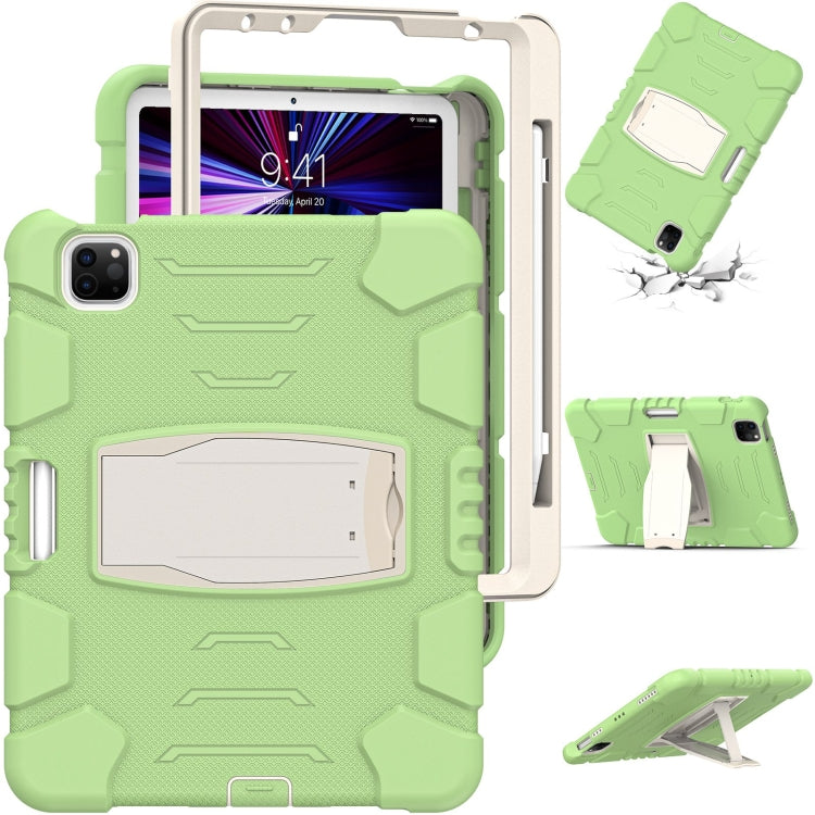 For iPad Pro 11 2022 / 2021 / 2020 / 2018 3-Layer Protection Screen Frame + PC + Silicone Shockproof Combination Tablet Case with Holder(Matcha Green) - iPad Pro 11 (2022/2021) Cases by buy2fix | Online Shopping UK | buy2fix