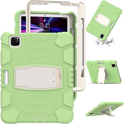 For iPad Pro 11 2022 / 2021 / 2020 / 2018 3-Layer Protection Screen Frame + PC + Silicone Shockproof Combination Tablet Case with Holder(Matcha Green) - iPad Pro 11 (2022/2021) Cases by buy2fix | Online Shopping UK | buy2fix