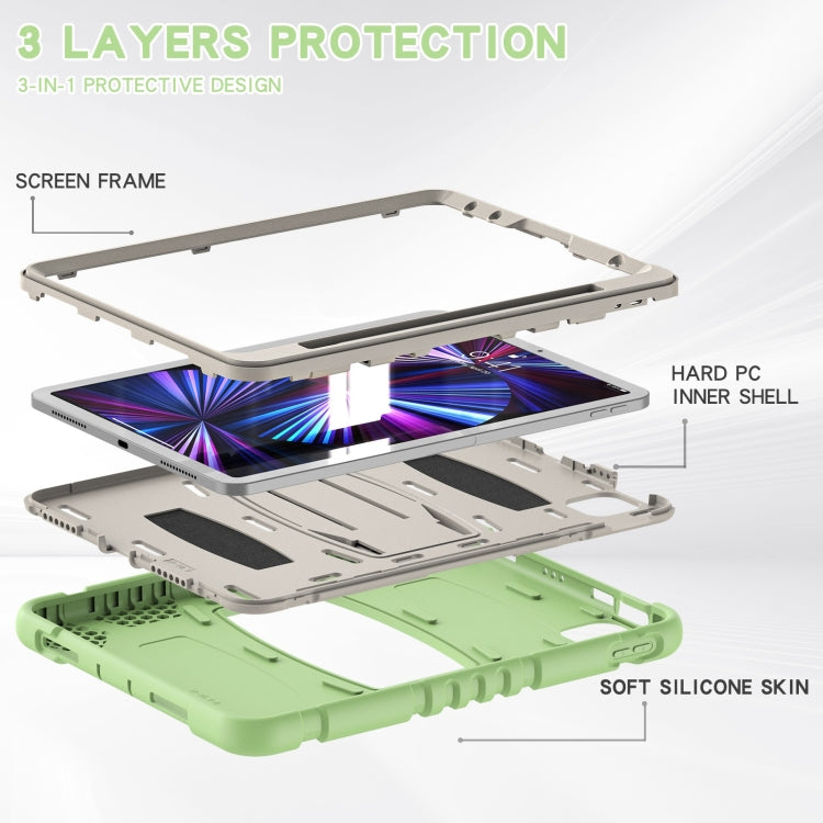 For iPad Pro 11 2022 / 2021 / 2020 / 2018 3-Layer Protection Screen Frame + PC + Silicone Shockproof Combination Tablet Case with Holder(Matcha Green) - iPad Pro 11 (2022/2021) Cases by buy2fix | Online Shopping UK | buy2fix