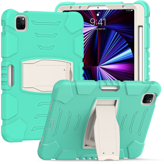 For iPad Pro 11 2022 / 2021 / 2020 / 2018 3-Layer Protection Screen Frame + PC + Silicone Shockproof Combination Tablet Case with Holder(Mint Green) - iPad Pro 11 (2022/2021) Cases by buy2fix | Online Shopping UK | buy2fix