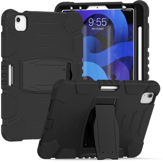 3-Layer PC + Silicone Shockproof Tablet Case with Holder For iPad Air 2020 / 2022 10.9 / Pro 11 2022 / 2021 / 2020 / 2018(Black+Black) - iPad Air (2022) / (2020) 10.9 Cases by buy2fix | Online Shopping UK | buy2fix