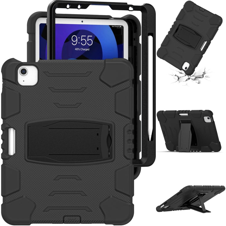 3-Layer PC + Silicone Shockproof Tablet Case with Holder For iPad Air 2020 / 2022 10.9 / Pro 11 2022 / 2021 / 2020 / 2018(Black+Black) - iPad Air (2022) / (2020) 10.9 Cases by buy2fix | Online Shopping UK | buy2fix