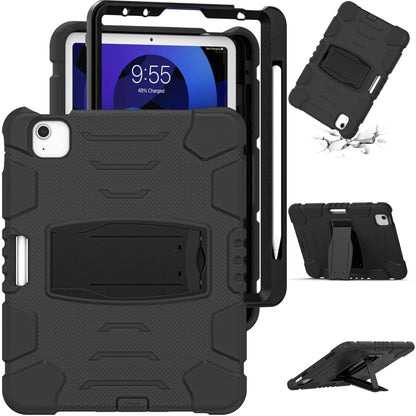 3-Layer PC + Silicone Shockproof Tablet Case with Holder For iPad Air 2020 / 2022 10.9 / Pro 11 2022 / 2021 / 2020 / 2018(Black+Black) - iPad Air (2022) / (2020) 10.9 Cases by buy2fix | Online Shopping UK | buy2fix