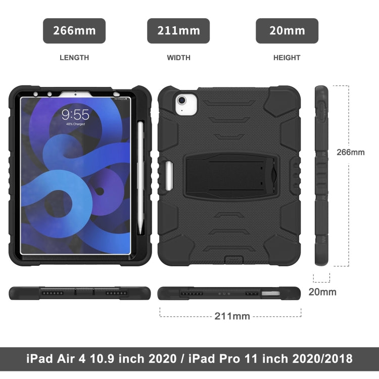 3-Layer PC + Silicone Shockproof Tablet Case with Holder For iPad Air 2020 / 2022 10.9 / Pro 11 2022 / 2021 / 2020 / 2018(Black+Black) - iPad Air (2022) / (2020) 10.9 Cases by buy2fix | Online Shopping UK | buy2fix