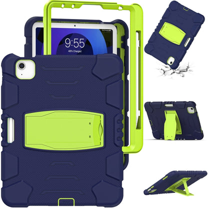 3-Layer PC + Silicone Shockproof Tablet Case with Holder For iPad Air 2020 / 2022 10.9 / Pro 11 2022 / 2021 / 2020 / 2018(NavyBlue+Lime) - iPad Air (2022) / (2020) 10.9 Cases by buy2fix | Online Shopping UK | buy2fix