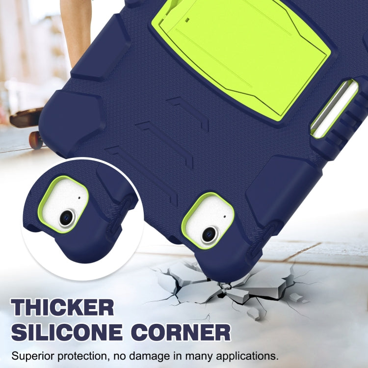 3-Layer PC + Silicone Shockproof Tablet Case with Holder For iPad Air 2020 / 2022 10.9 / Pro 11 2022 / 2021 / 2020 / 2018(NavyBlue+Lime) - iPad Air (2022) / (2020) 10.9 Cases by buy2fix | Online Shopping UK | buy2fix