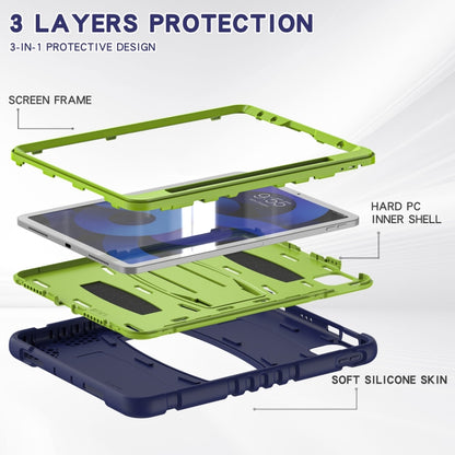 3-Layer PC + Silicone Shockproof Tablet Case with Holder For iPad Air 2020 / 2022 10.9 / Pro 11 2022 / 2021 / 2020 / 2018(NavyBlue+Lime) - iPad Air (2022) / (2020) 10.9 Cases by buy2fix | Online Shopping UK | buy2fix