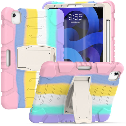 3-Layer PC + Silicone Shockproof Tablet Case with Holder For iPad Air 2020 / 2022 10.9 / Pro 11 2022 / 2021 / 2020 / 2018(Colorful Pink) - iPad Air (2022) / (2020) 10.9 Cases by buy2fix | Online Shopping UK | buy2fix