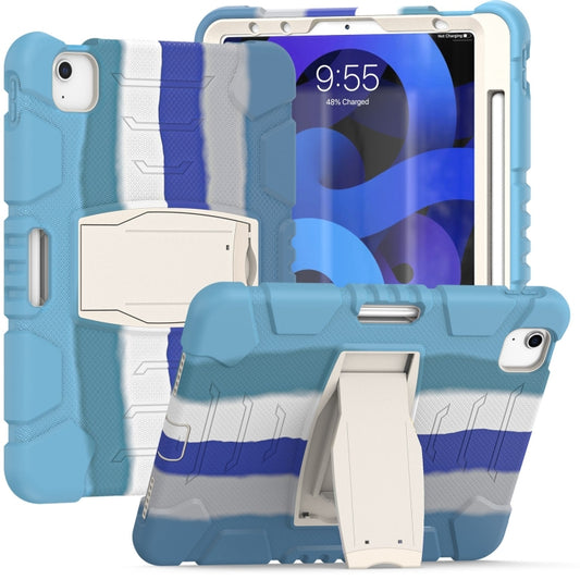 3-Layer PC + Silicone Shockproof Tablet Case with Holder For iPad Air 2020 / 2022 10.9 / Pro 11 2022 / 2021 / 2020 / 2018Colorful Blue) - iPad Air (2022) / (2020) 10.9 Cases by buy2fix | Online Shopping UK | buy2fix