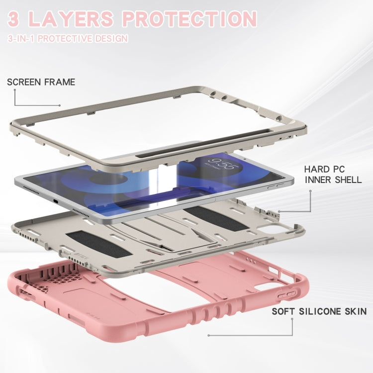 3-Layer PC + Silicone Shockproof Tablet Case with Holder For iPad Air 2020 / 2022 10.9 / Pro 11 2022 / 2021 / 2020 / 2018(Cherry Blossoms Pink) - iPad Air (2022) / (2020) 10.9 Cases by buy2fix | Online Shopping UK | buy2fix