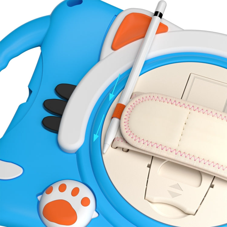 Cute Cat King Kids Shockproof Silicone Tablet Case with Holder & Shoulder Strap & Handle For iPad 9.7 2018 / 2017 / Air / Air 2 / Pro 9.7(Light Blue) - iPad 9.7 (2018) & (2017) Cases by buy2fix | Online Shopping UK | buy2fix