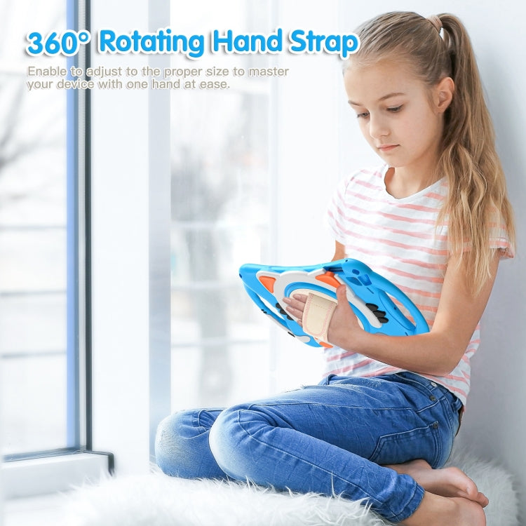 Cute Cat King Kids Shockproof Silicone Tablet Case with Holder & Shoulder Strap & Handle For iPad 9.7 2018 / 2017 / Air / Air 2 / Pro 9.7(Light Blue) - iPad 9.7 (2018) & (2017) Cases by buy2fix | Online Shopping UK | buy2fix