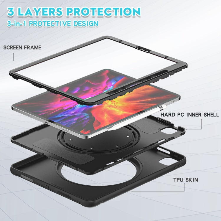 Shockproof TPU + PC Protective Case with 360 Degree Rotation Foldable Handle Grip Holder & Pen Slot For iPad Pro 12.9 2020 / 2018(Black) - More iPad Cases by buy2fix | Online Shopping UK | buy2fix