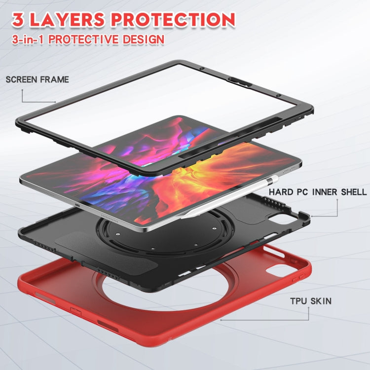 Shockproof TPU + PC Protective Case with 360 Degree Rotation Foldable Handle Grip Holder & Pen Slot For iPad Pro 12.9 2020 / 2018(Red) - More iPad Cases by buy2fix | Online Shopping UK | buy2fix