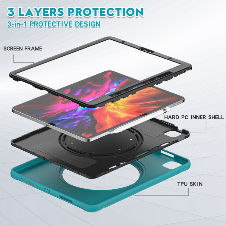 Shockproof TPU + PC Protective Case with 360 Degree Rotation Foldable Handle Grip Holder & Pen Slot For iPad Pro 12.9 2020 / 2018(Blue) - More iPad Cases by buy2fix | Online Shopping UK | buy2fix