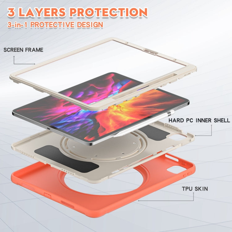 Shockproof TPU + PC Protective Case with 360 Degree Rotation Foldable Handle Grip Holder & Pen Slot For iPad Pro 12.9 2020 / 2018(Living Coral) - More iPad Cases by buy2fix | Online Shopping UK | buy2fix