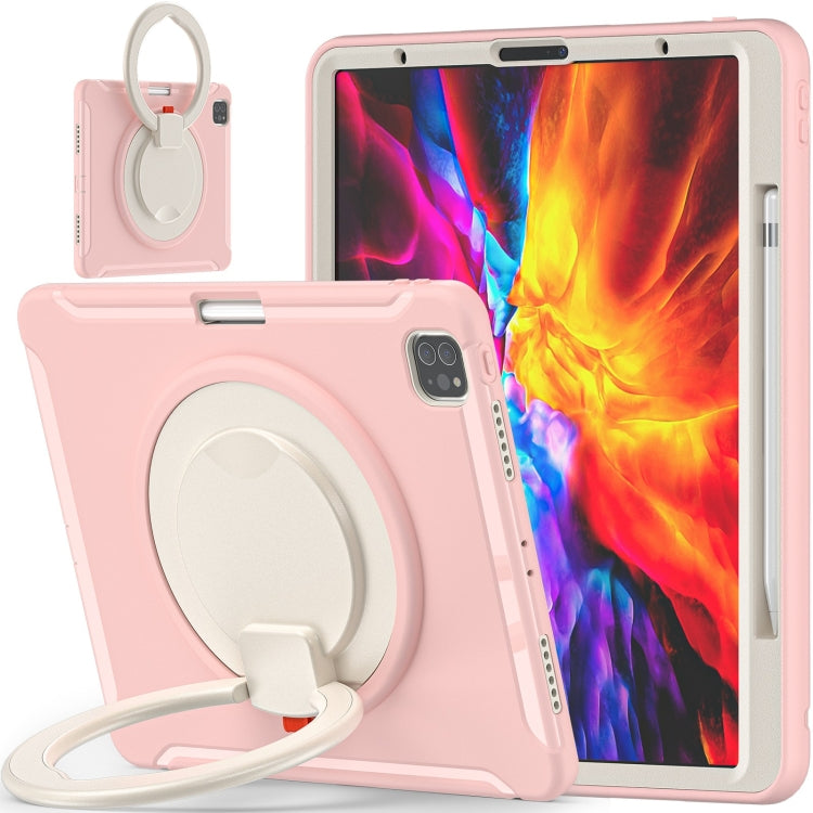 Shockproof TPU + PC Protective Case with 360 Degree Rotation Foldable Handle Grip Holder & Pen Slot For iPad Pro 12.9 2020 / 2018(Cherry Blossoms Pink) - More iPad Cases by buy2fix | Online Shopping UK | buy2fix