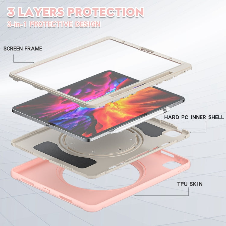 Shockproof TPU + PC Protective Case with 360 Degree Rotation Foldable Handle Grip Holder & Pen Slot For iPad Pro 12.9 2020 / 2018(Cherry Blossoms Pink) - More iPad Cases by buy2fix | Online Shopping UK | buy2fix