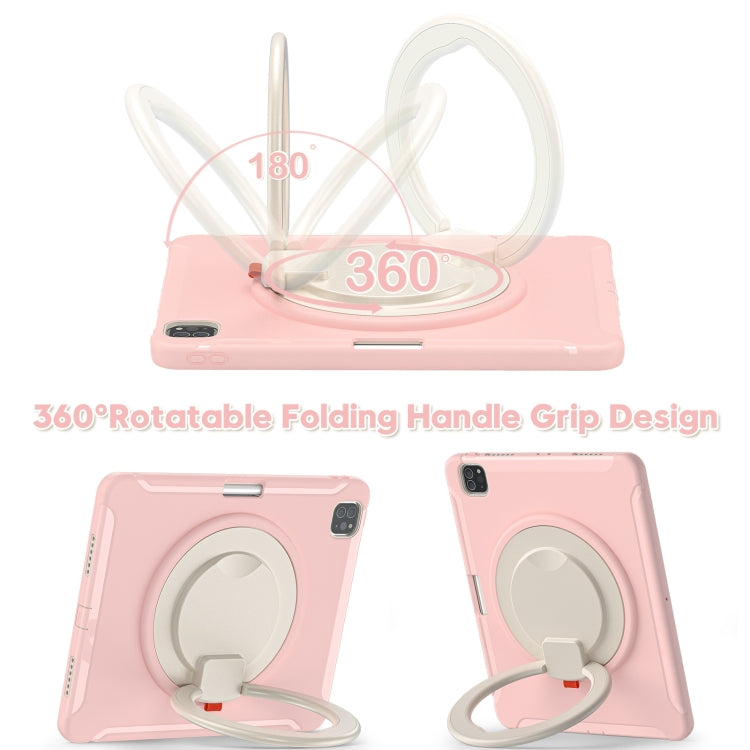 Shockproof TPU + PC Protective Case with 360 Degree Rotation Foldable Handle Grip Holder & Pen Slot For iPad Pro 12.9 2020 / 2018(Cherry Blossoms Pink) - More iPad Cases by buy2fix | Online Shopping UK | buy2fix