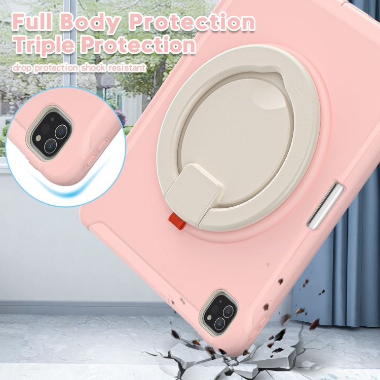 Shockproof TPU + PC Protective Case with 360 Degree Rotation Foldable Handle Grip Holder & Pen Slot For iPad Pro 12.9 2020 / 2018(Cherry Blossoms Pink) - More iPad Cases by buy2fix | Online Shopping UK | buy2fix