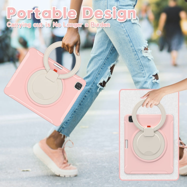 Shockproof TPU + PC Protective Case with 360 Degree Rotation Foldable Handle Grip Holder & Pen Slot For iPad Pro 12.9 2020 / 2018(Cherry Blossoms Pink) - More iPad Cases by buy2fix | Online Shopping UK | buy2fix
