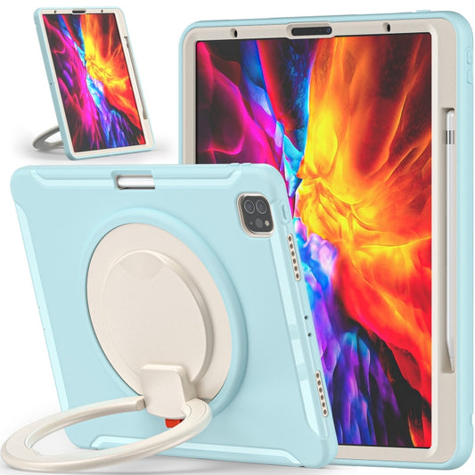 Shockproof TPU + PC Protective Case with 360 Degree Rotation Foldable Handle Grip Holder & Pen Slot For iPad Pro 12.9 2020 / 2018(Ice Crystal Blue) - More iPad Cases by buy2fix | Online Shopping UK | buy2fix