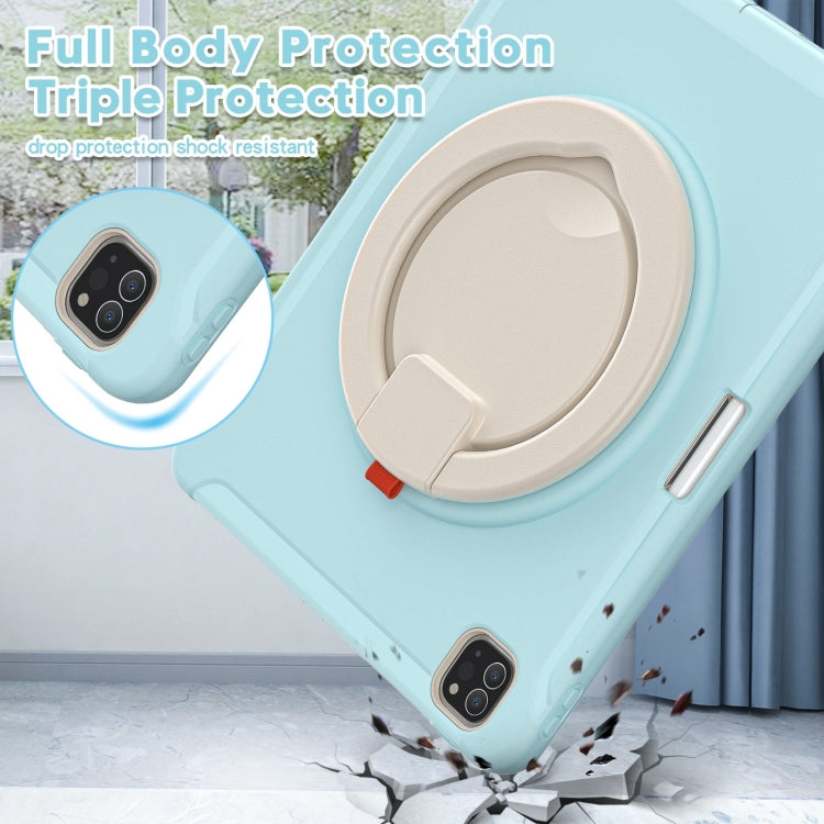 Shockproof TPU + PC Protective Case with 360 Degree Rotation Foldable Handle Grip Holder & Pen Slot For iPad Pro 12.9 2020 / 2018(Ice Crystal Blue) - More iPad Cases by buy2fix | Online Shopping UK | buy2fix