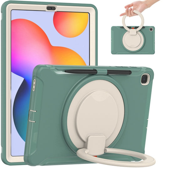 Shockproof TPU + PC Protective Case with 360 Degree Rotation Foldable Handle Grip Holder & Pen Slot For Samsung Galaxy Tab S6 Lite 10.4 inch P610(Emmerald Green)