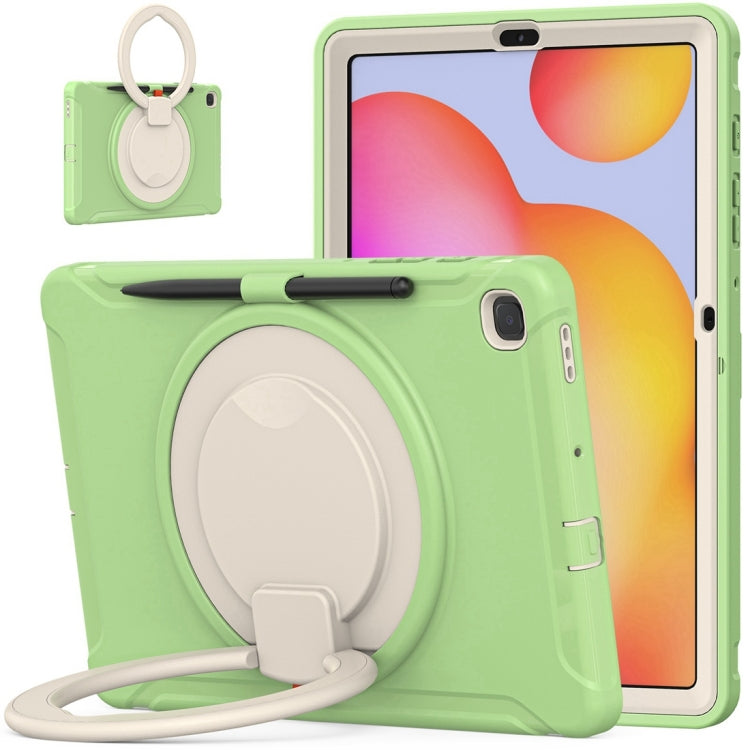 Shockproof TPU + PC Protective Case with 360 Degree Rotation Foldable Handle Grip Holder & Pen Slot For Samsung Galaxy Tab S6 Lite 10.4 inch P610(Matcha Green) - Tab S6 Lite P610 / P615 by buy2fix | Online Shopping UK | buy2fix
