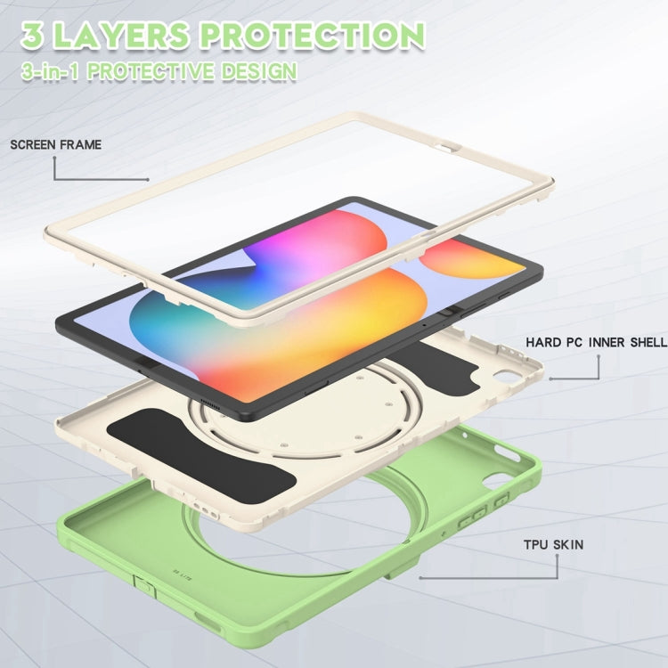Shockproof TPU + PC Protective Case with 360 Degree Rotation Foldable Handle Grip Holder & Pen Slot For Samsung Galaxy Tab S6 Lite 10.4 inch P610(Matcha Green) - Tab S6 Lite P610 / P615 by buy2fix | Online Shopping UK | buy2fix