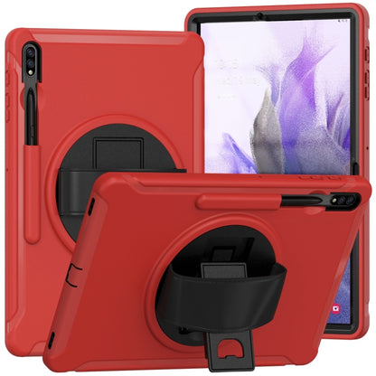 For Samsung Galaxy Tab S7 FE 12.4 inch T730 360 Degree Rotation PC+TPU Protective Cover with Holder & Hand Strap(Red) by buy2fix