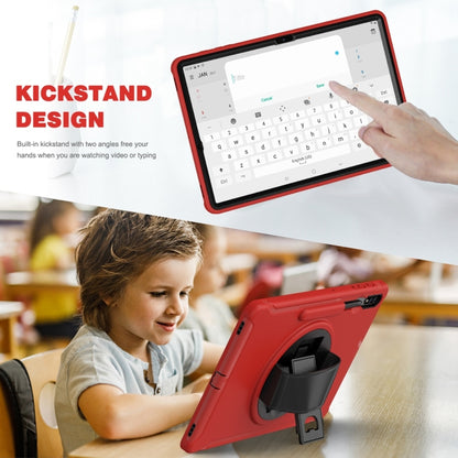For Samsung Galaxy Tab S7 FE 12.4 inch T730 360 Degree Rotation PC+TPU Protective Cover with Holder & Hand Strap(Red) by buy2fix