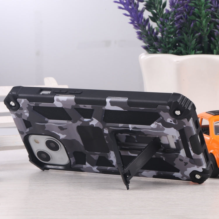 For iPhone 13 Camouflage Armor Kickstand TPU + PC Magnetic Phone Case (Grey) by buy2fix