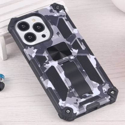 For iPhone 13 Pro Camouflage Armor Kickstand TPU + PC Magnetic Phone Case (Grey) by buy2fix