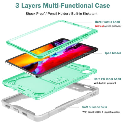For iPad Pro 11 inch 2020 Silicone PC Shockproof Tablet Case with Holder (Gray + Green) - iPad Pro 11 (2020) Cases by buy2fix | Online Shopping UK | buy2fix