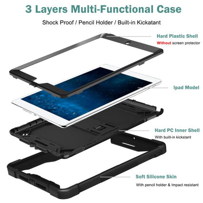 Silicone + PC Shockproof Protective Case with Holder For iPad 9.7 inch (2017/2018)(Black) - iPad 9.7 (2018) & (2017) Cases by buy2fix | Online Shopping UK | buy2fix