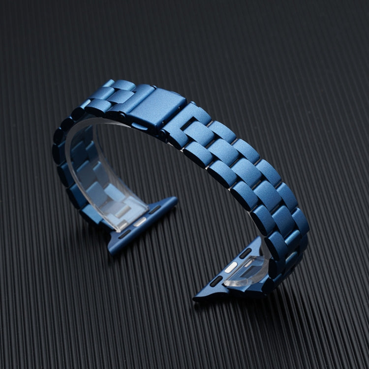 Three-beads Steel Watch Band For Apple Watch Series 9&8&7 41mm / SE 3&SE 2&6&SE&5&4 40mm / 3&2&1 38mm (Blue) by buy2fix