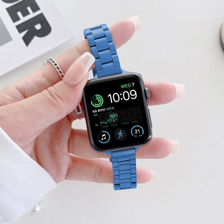 Three-beads Steel Watch Band For Apple Watch Ultra 49mm&Watch Ultra 2 49mm / Series 9&8&7 45mm / SE 3&SE 2&6&SE&5&4 44mm / 3&2&1 42mm (Blue) by buy2fix