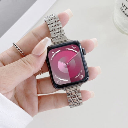 Seven-beads Steel Watch Band For Apple Watch Series 9&8&7 41mm / SE 3&SE 2&6&SE&5&4 40mm / 3&2&1 38mm(Silver) by buy2fix