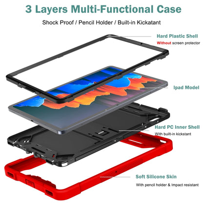For Samsung Galaxy Tab S8 / Galaxy Tab S7 Silicone + PC Shockproof Protective Case with Holder(Red + Black) by buy2fix