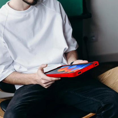 For Samsung Galaxy Tab S8 / Galaxy Tab S7 Silicone + PC Shockproof Protective Case with Holder(Red + Black) by buy2fix