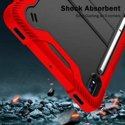 For Samsung Galaxy Tab S8 / Galaxy Tab S7 Silicone + PC Shockproof Protective Case with Holder(Red + Black) by buy2fix