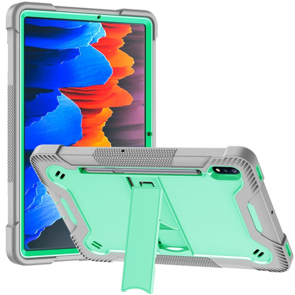 For Samsung Galaxy Tab S8 / Galaxy Tab S7 Silicone + PC Shockproof Protective Case with Holder(Gray + Green) by buy2fix