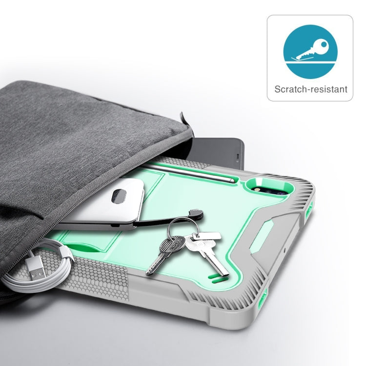 For Samsung Galaxy Tab S8 / Galaxy Tab S7 Silicone + PC Shockproof Protective Case with Holder(Gray + Green) by buy2fix