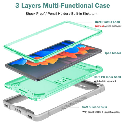 For Samsung Galaxy Tab S8 / Galaxy Tab S7 Silicone + PC Shockproof Protective Case with Holder(Gray + Green) by buy2fix