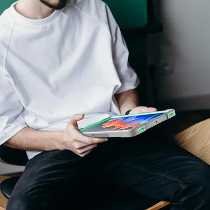 For Samsung Galaxy Tab S8 / Galaxy Tab S7 Silicone + PC Shockproof Protective Case with Holder(Gray + Green) by buy2fix