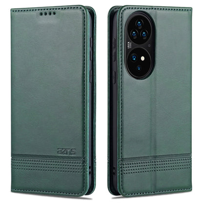 For Huawei P50 AZNS Magnetic Calf Texture Horizontal Flip Leather Case with Card Slots & Holder & Wallet(Dark Green) - Huawei Cases by AZNS | Online Shopping UK | buy2fix