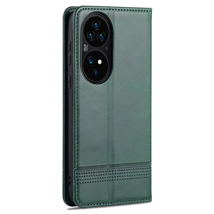 For Huawei P50 AZNS Magnetic Calf Texture Horizontal Flip Leather Case with Card Slots & Holder & Wallet(Dark Green) - Huawei Cases by AZNS | Online Shopping UK | buy2fix