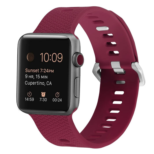 Silicone Watch Band For Apple Watch Series 9&8&7 41mm / SE 3&SE 2&6&SE&5&4 40mm / 3&2&1 38mm(Rose Red) by buy2fix