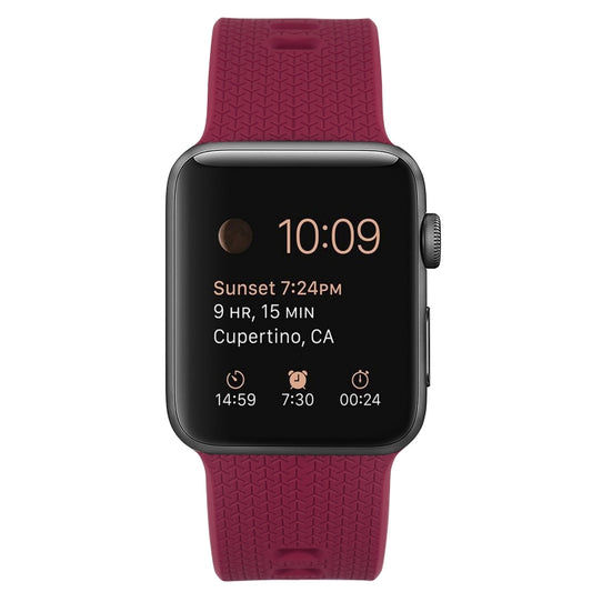 Silicone Watch Band For Apple Watch Series 9&8&7 41mm / SE 3&SE 2&6&SE&5&4 40mm / 3&2&1 38mm(Rose Red) by buy2fix